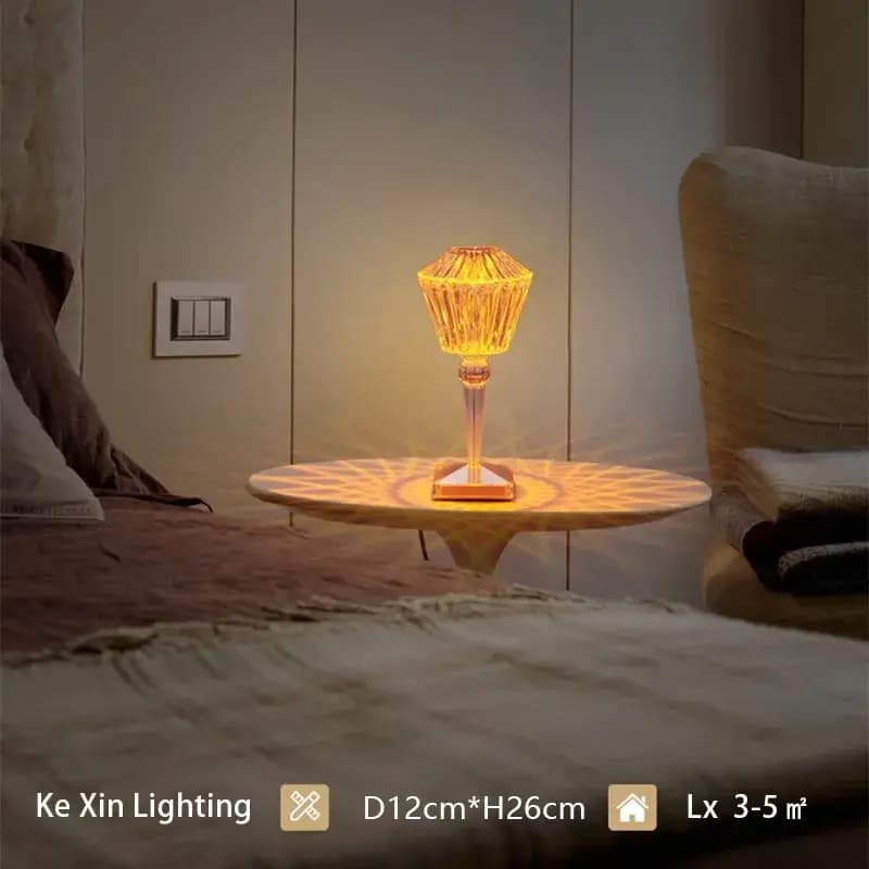 Luxury Petal Rose Rechargeable Night Lights Acrylic Led Cordless Crystal Table Lamp