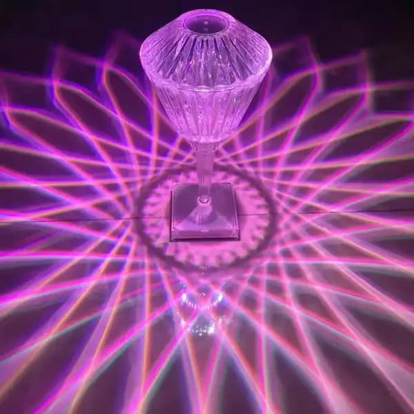 Luxury Petal Rose Rechargeable Night Lights Acrylic Led Cordless Crystal Table Lamp