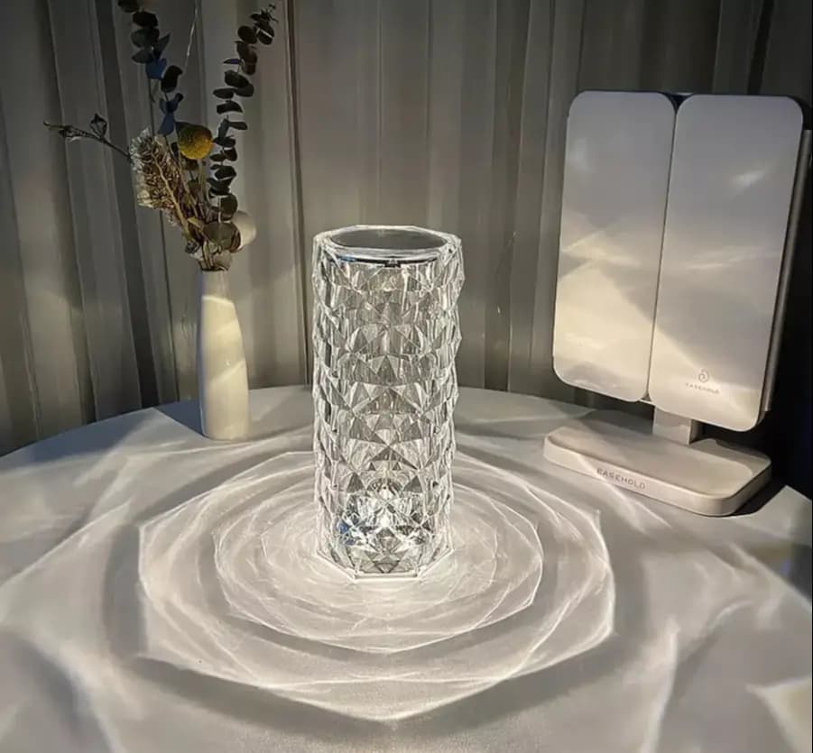 Diamond Crystal Lamp Rose, 16 Colors Changing, USB Rechargeable Table Lamp
