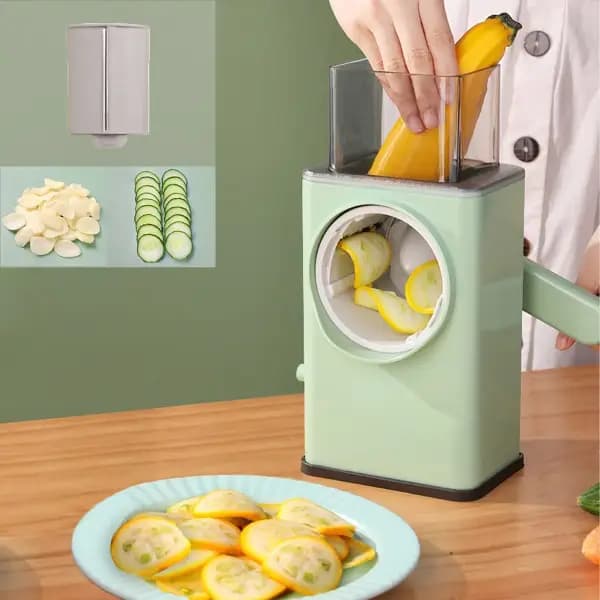 Multifunctional Manual Rotary Cheese Grater Shredder  Wider Hopper Round Mandolin Drum Slicer Cutter For Kitchen