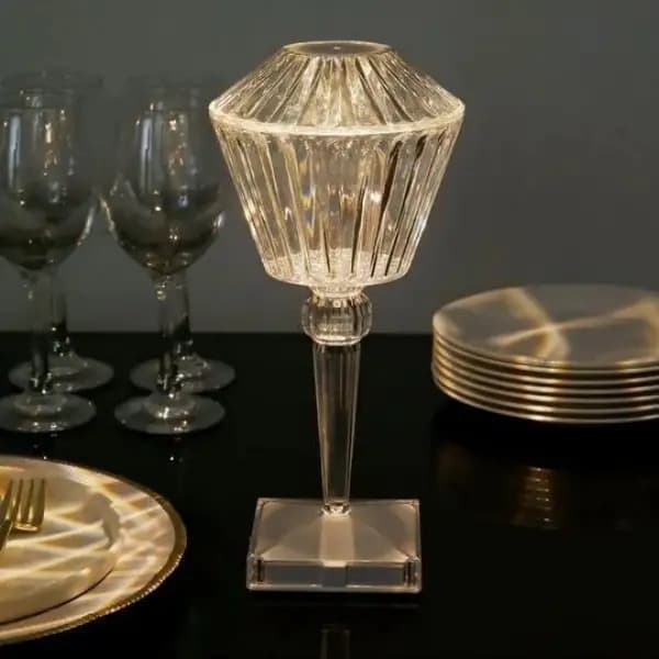 Luxury Petal Rose Rechargeable Night Lights Acrylic Led Cordless Crystal Table Lamp