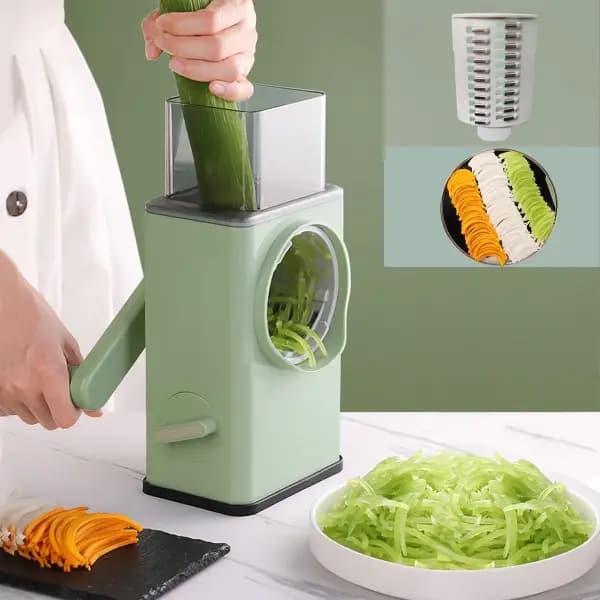 Multifunctional Manual Rotary Cheese Grater Shredder  Wider Hopper Round Mandolin Drum Slicer Cutter For Kitchen