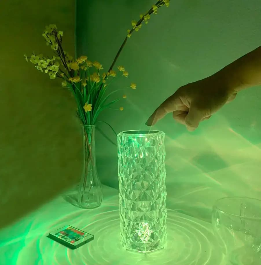 Diamond Crystal Lamp Rose, 16 Colors Changing, USB Rechargeable Table Lamp