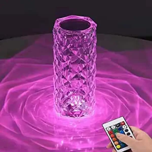 Diamond Crystal Lamp Rose, 16 Colors Changing, USB Rechargeable Table Lamp