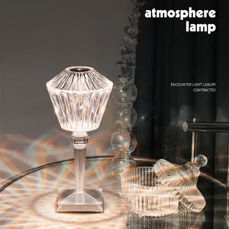 Luxury Petal Rose Rechargeable Night Lights Acrylic Led Cordless Crystal Table Lamp