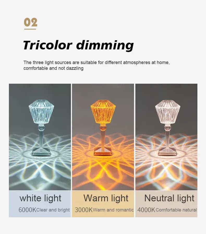 Luxury Petal Rose Rechargeable Night Lights Acrylic Led Cordless Crystal Table Lamp
