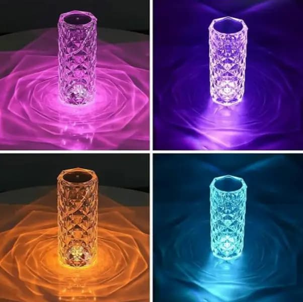 Diamond Crystal Lamp Rose, 16 Colors Changing, USB Rechargeable Table Lamp